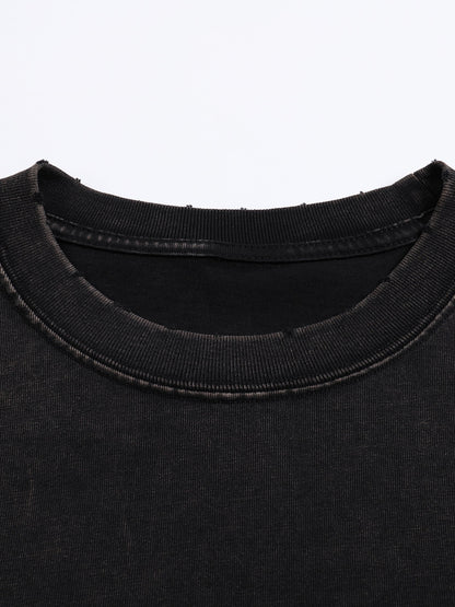 ESSNTIAL ELEMNTS Unisex 250G Frayed Edge VT Washed Tee