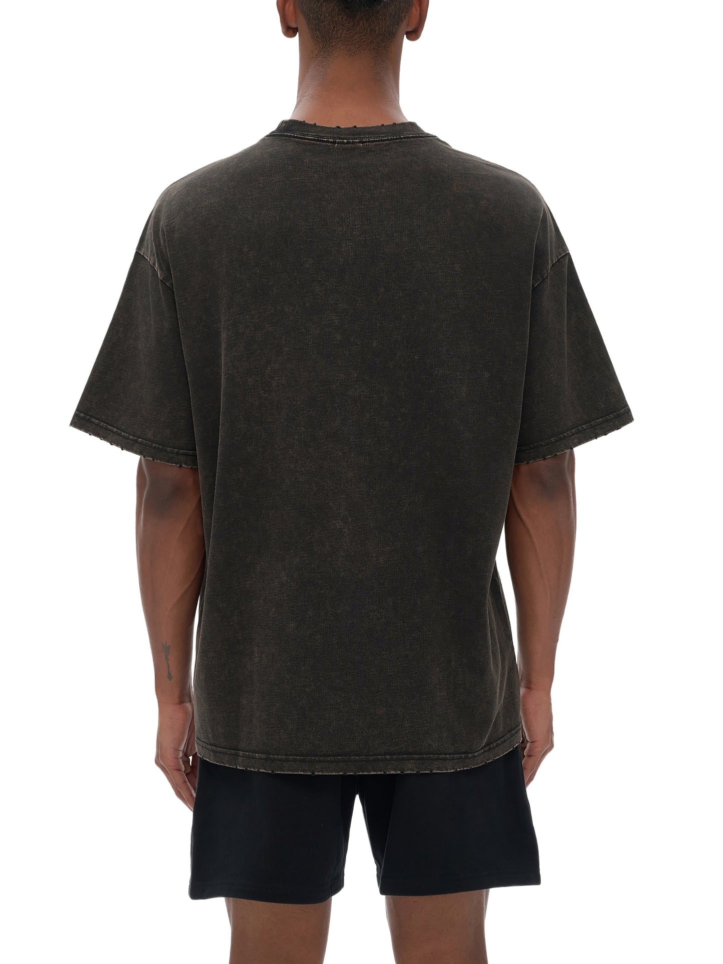 ESSNTIAL ELEMNTS Unisex 250G Frayed Edge VT Washed Tee