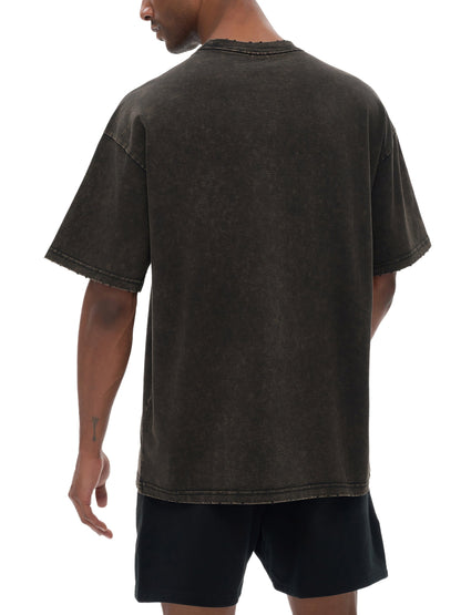 ESSNTIAL ELEMNTS Unisex 250G Frayed Edge VT Washed Tee