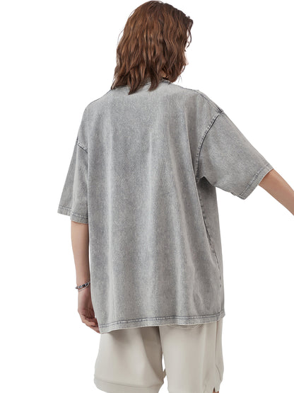 ESSNTIAL ELEMNTS Unisex 250G Acid Wash Oversize Tee