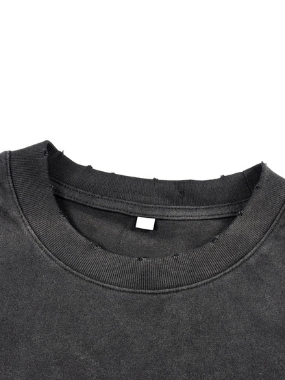 ESSNTIAL ELEMNTS Unisex 250G Sunfade Hand-Frayed Faux Two-Piece Tee