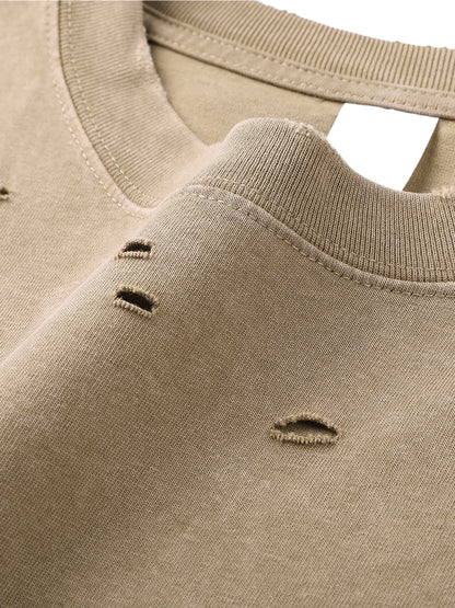 ESSNTIAL ELEMNTS Unisex 300G HW Washed Handfrayed Tee