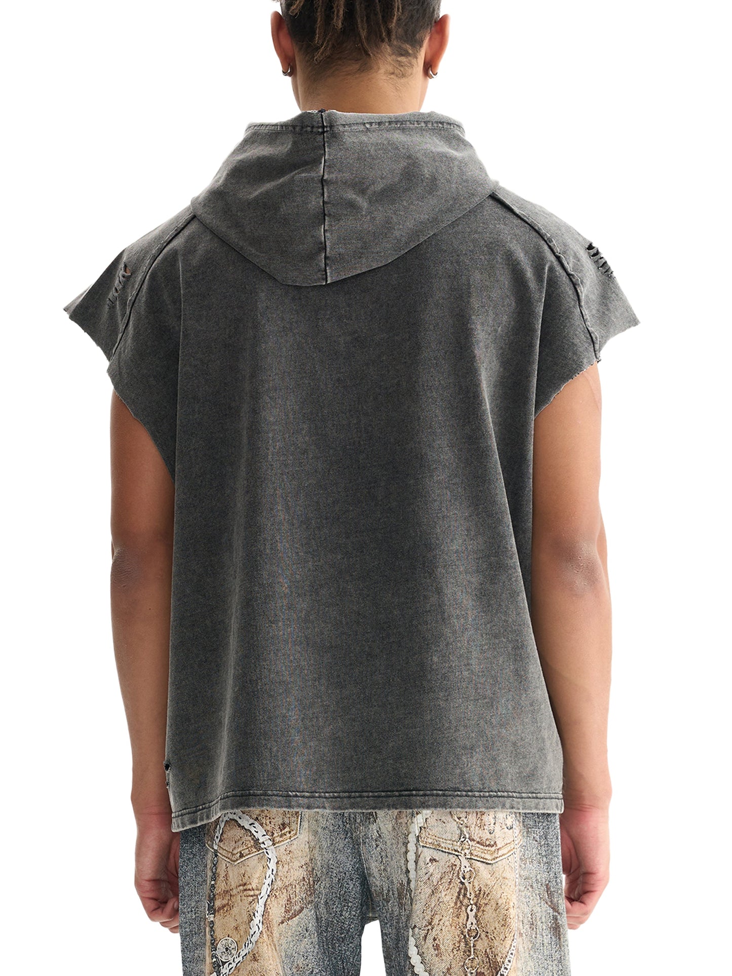 ESSNTIAL ELEMNTS Unisex 240G Snow Washed Boxy Hooded Tank Top
