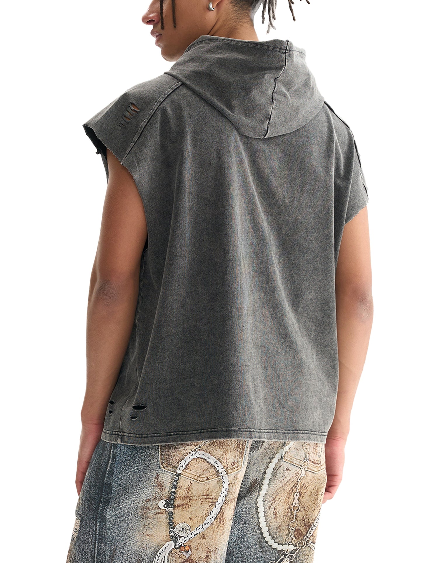 ESSNTIAL ELEMNTS Unisex 240G Snow Washed Boxy Hooded Tank Top