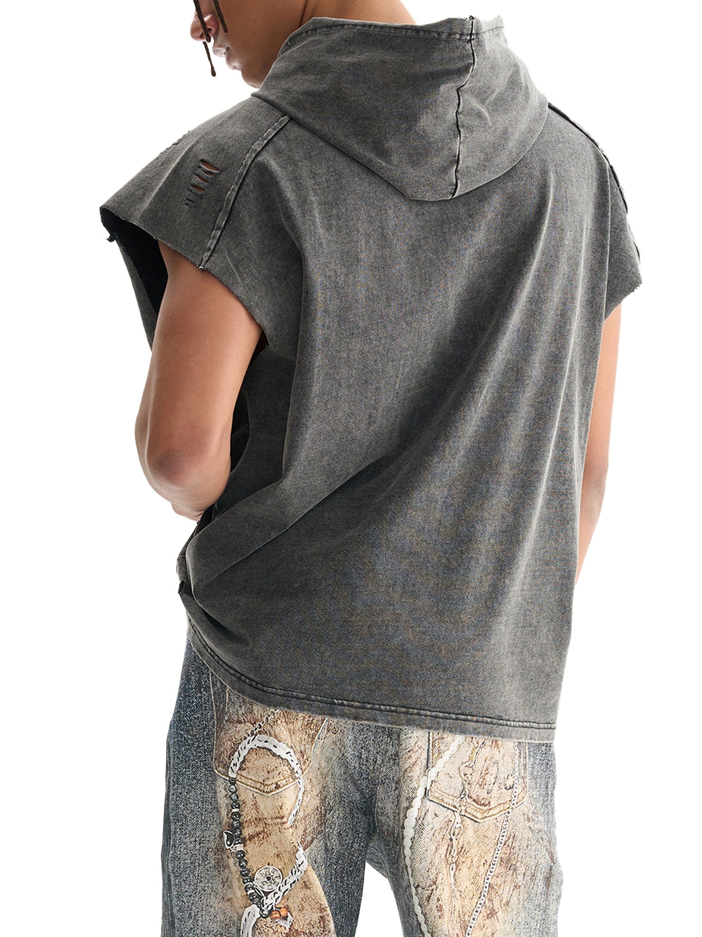 ESSNTIAL ELEMNTS Unisex 240G Snow Washed Boxy Hooded Tank Top
