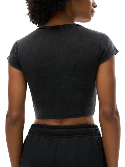 ESSNTIAL ELEMNTS Women's 235G Snow Washed Crop Top Tee