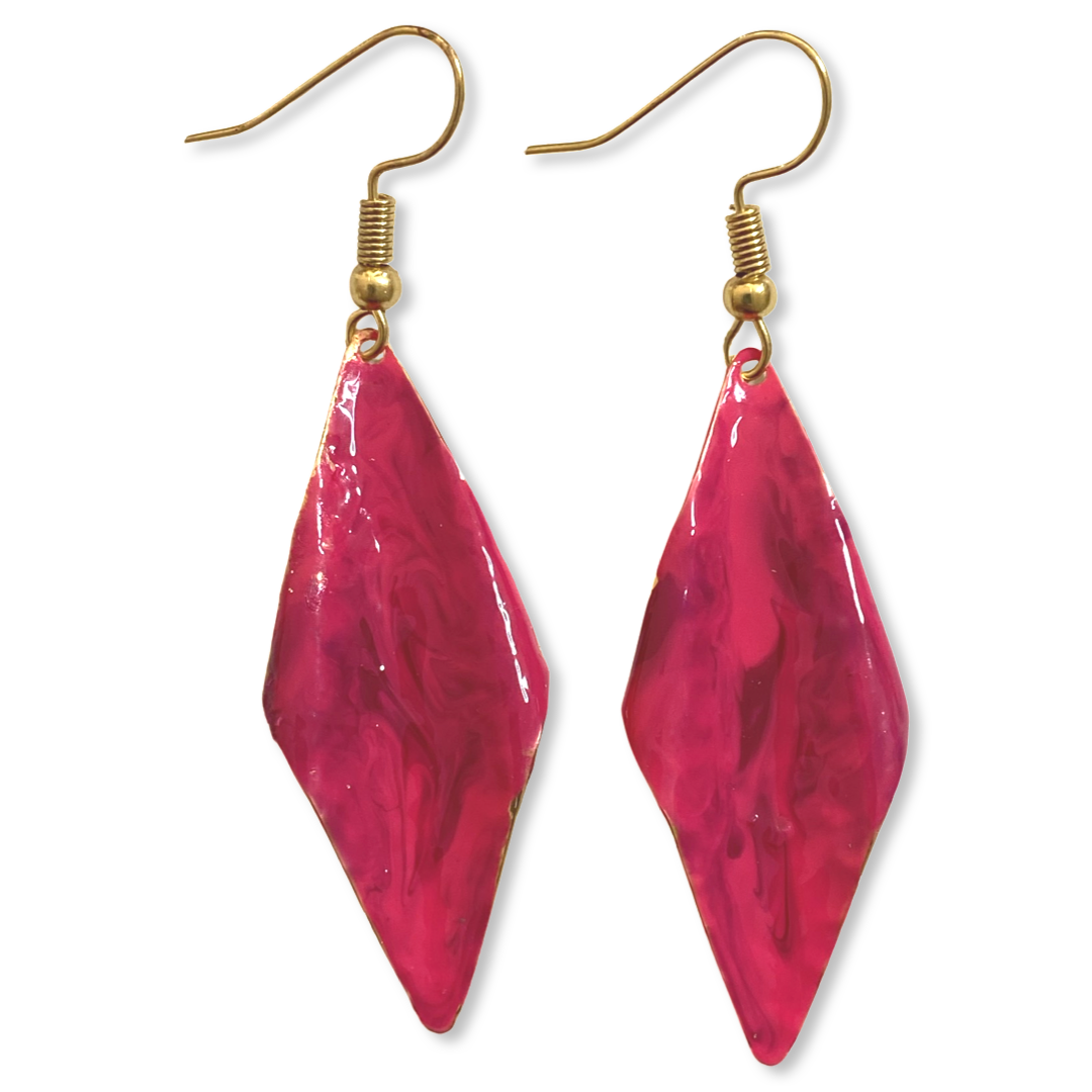 Pink Marble Wavy Lures of Love Earrings