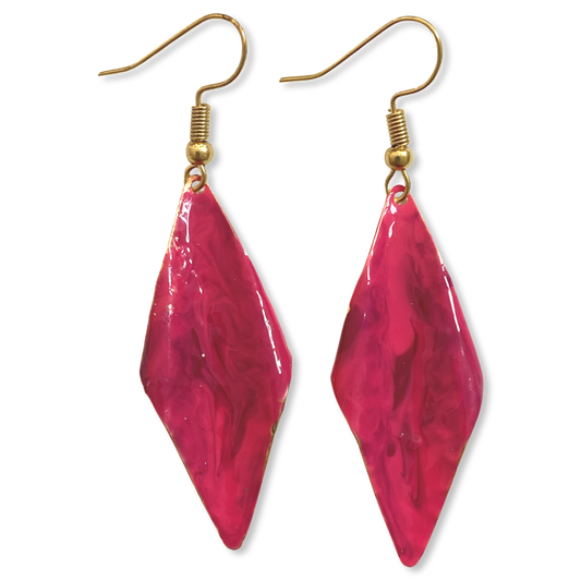 Pink Marble Wavy Lures of Love Earrings
