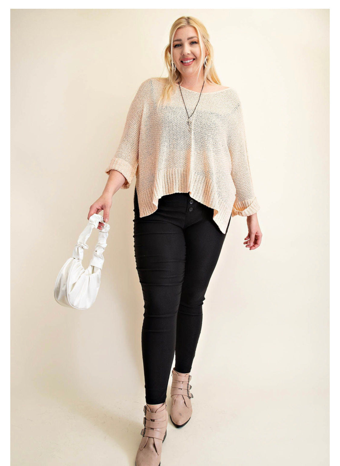 6405   Rebecca V-Neck Light Sweater Top -Reg & Plus!