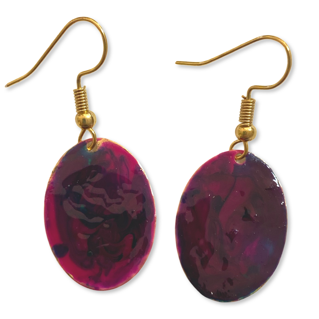 Purple Marble Mini Oval Lures of Love Earrings