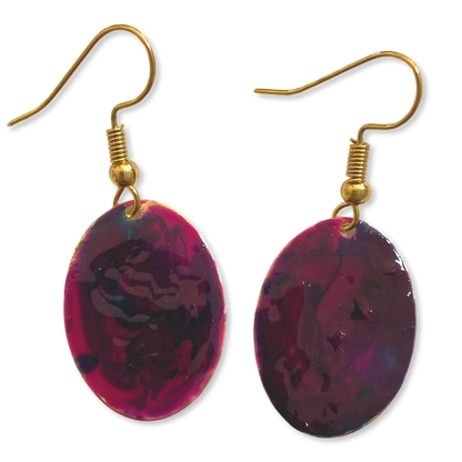 Purple Marble Mini Oval Lures of Love Earrings