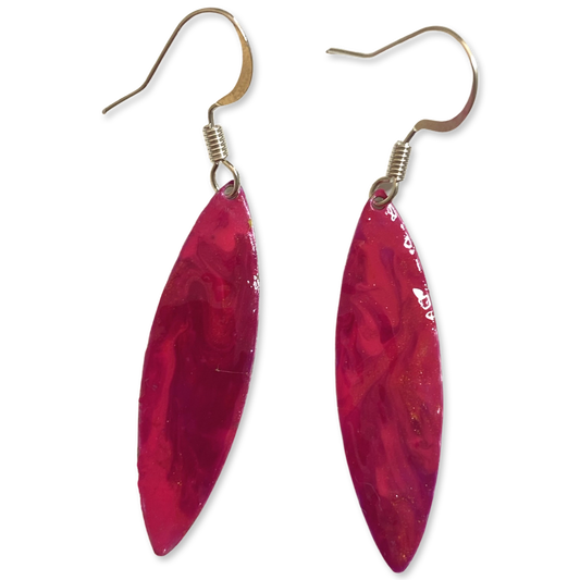 Pink Marble Mini Navette Lures of Love Earrings