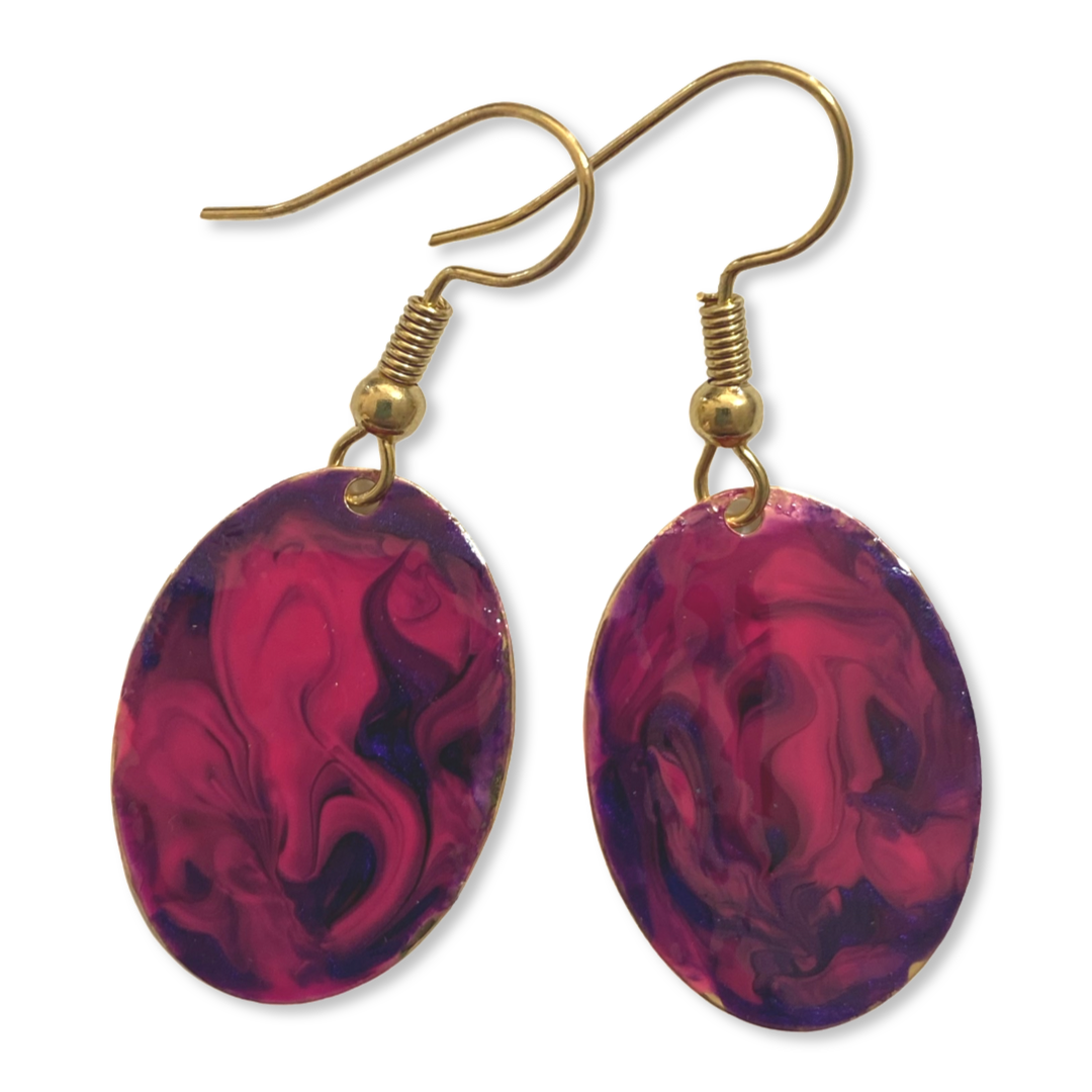 Purple Marble Mini Oval Lures of Love Earrings