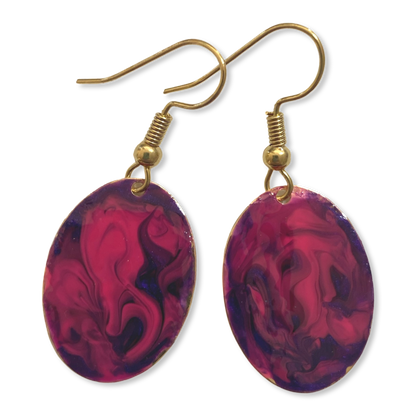 Purple Marble Mini Oval Lures of Love Earrings