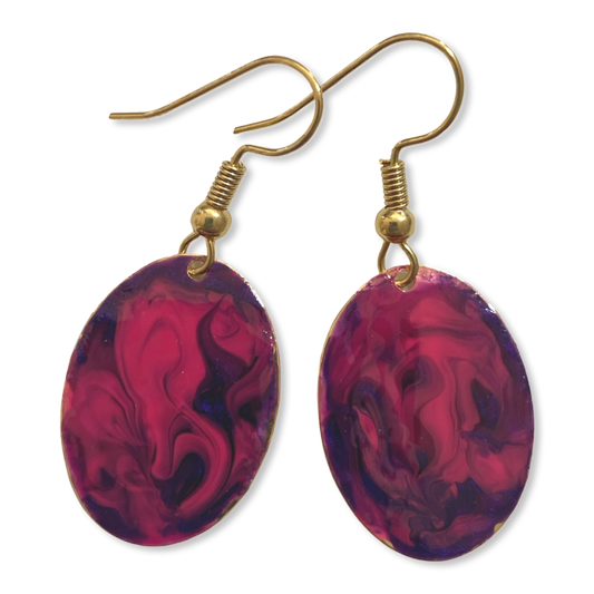 Purple Marble Mini Oval Lures of Love Earrings