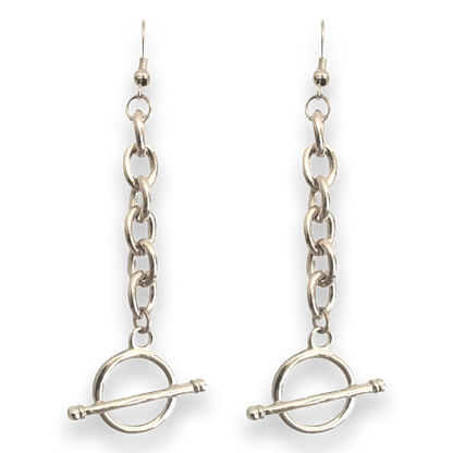 Chain Toggle Earrings White Gold Dip