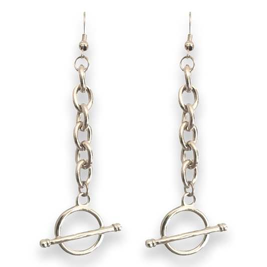 Chain Toggle Earrings White Gold Dip