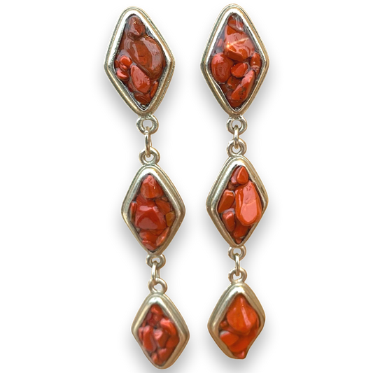 Red Jasper and Silver Tier Drop Earrings by the Urban Charm