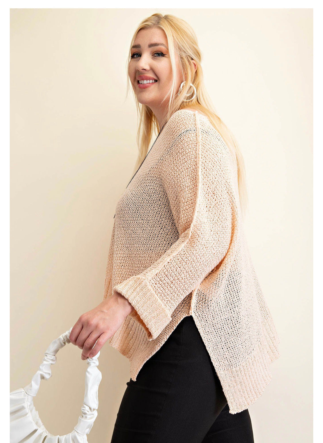 6405   Rebecca V-Neck Light Sweater Top -Reg & Plus!