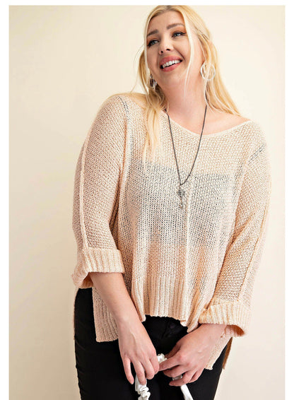 6405   Rebecca V-Neck Light Sweater Top -Reg & Plus!