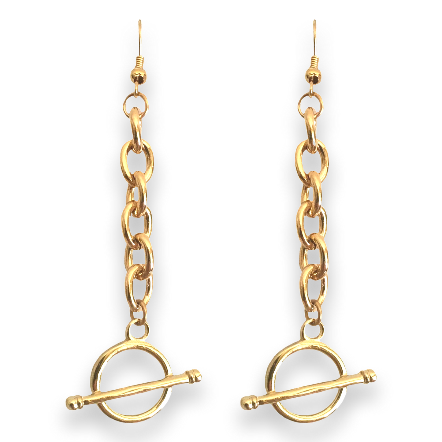 Chain Toggle Earrings 24k Gold Dip