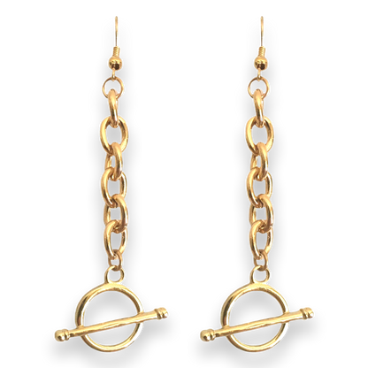 Chain Toggle Earrings 24k Gold Dip