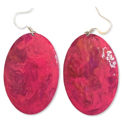 Pink Marble Oval Dome Lures of Love Earrings