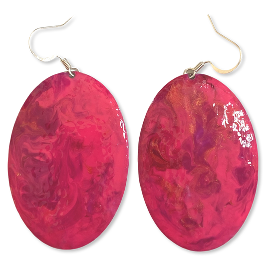 Pink Marble Oval Dome Lures of Love Earrings