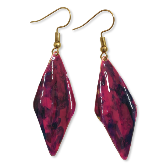 Purple Marble Wavy Lures of Love Earrings