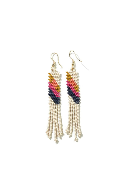 Cream Angled Fringe Earrings