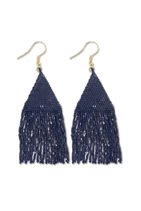 Navy Fringe Earrings