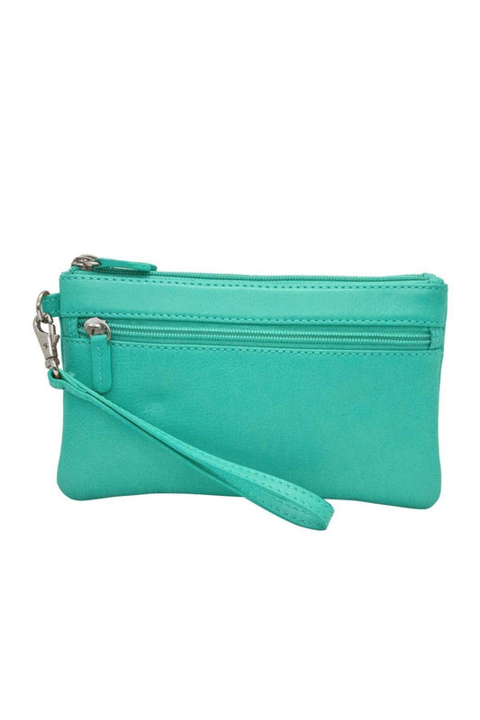 Leather Turquoise Wristlet