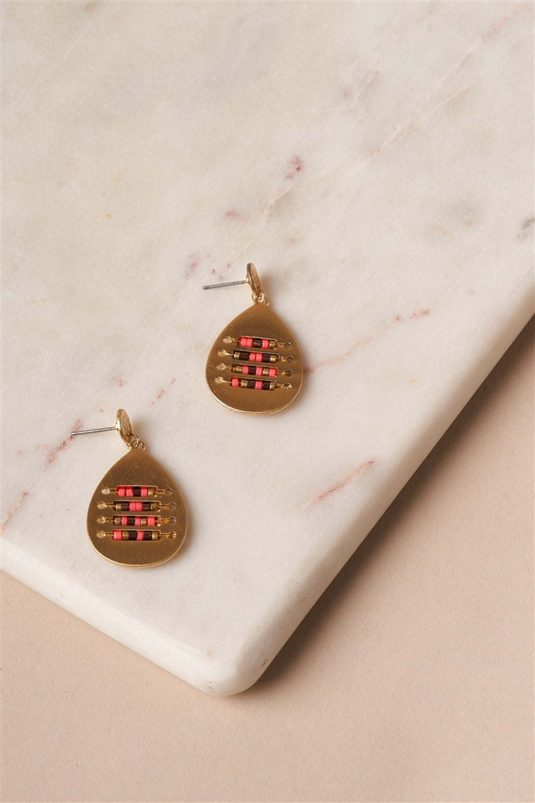 Intricate Beaded Tear Drop Earrings