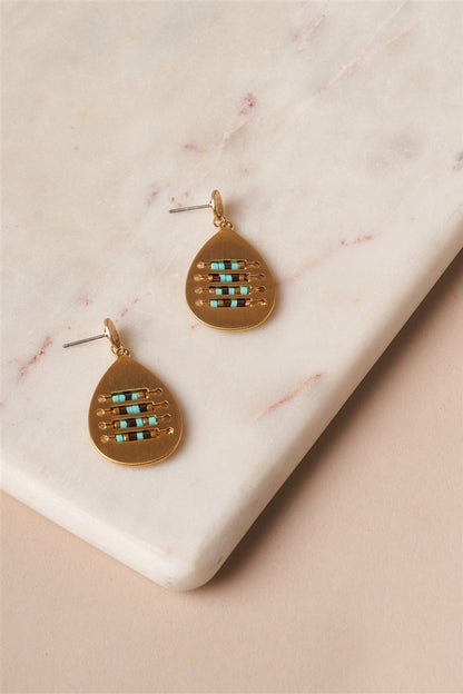 Intricate Beaded Tear Drop Earrings
