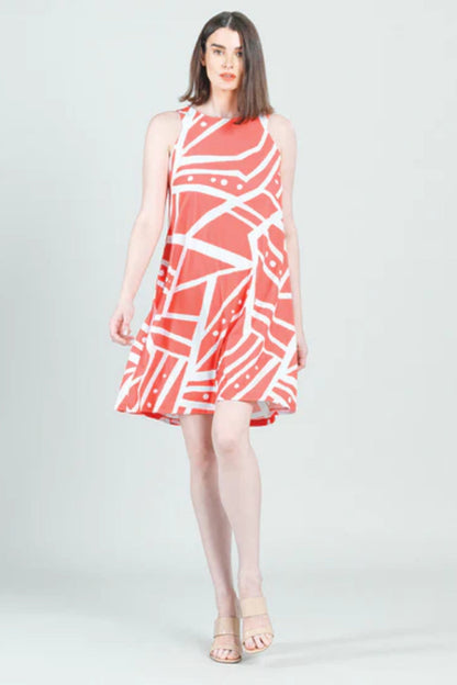 Jewel-Neck Sleeveless Swing-Dress