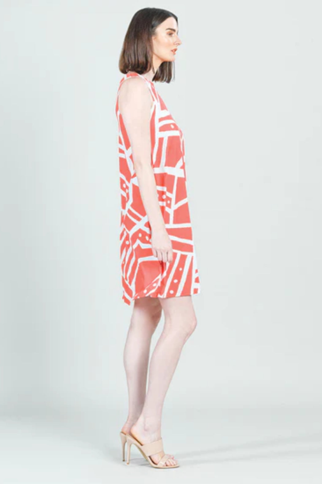 Jewel-Neck Sleeveless Swing-Dress