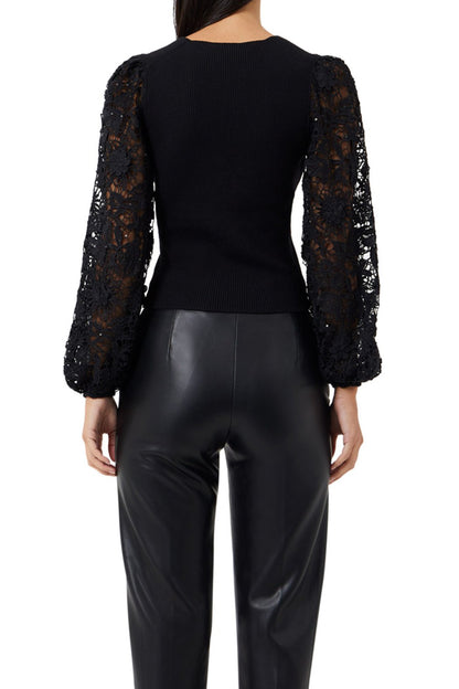 Joss Sequin Lace Mix Sweater