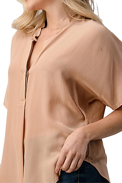 Dolman Sleeve Silk Solid Blouse Top