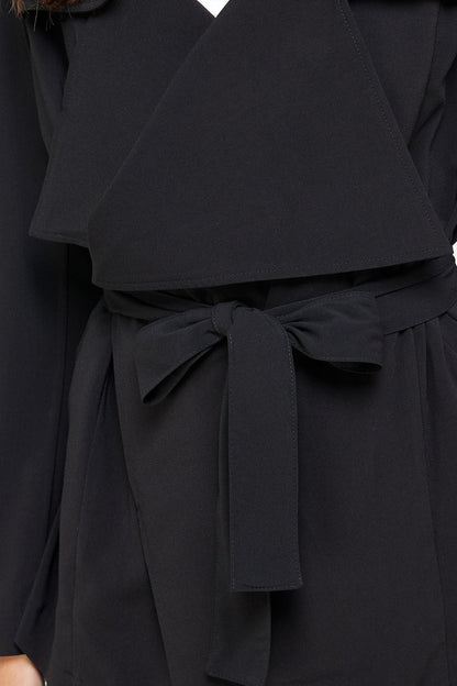 Draped Collar Trench Coat Jacket Top