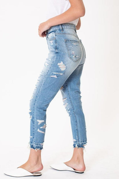 KanCan  High Rise Colorful Threading Distressed Skinny jean (KC9224L)