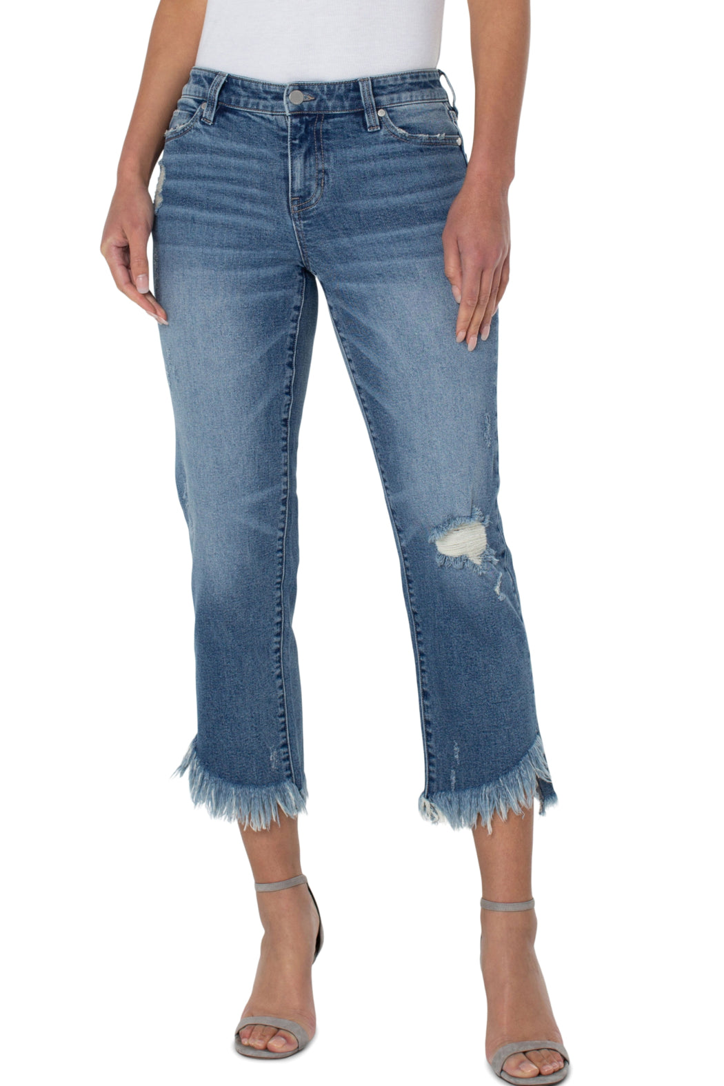 KENNEDY STRAIGHT WITH ASYMMETRICAL FRAY HEM