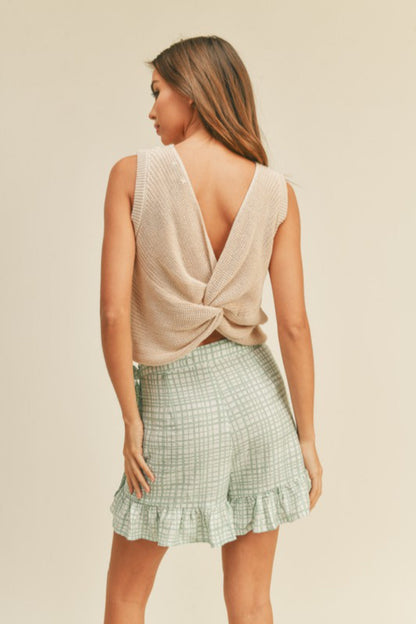 Knit Back Twist S/L Top