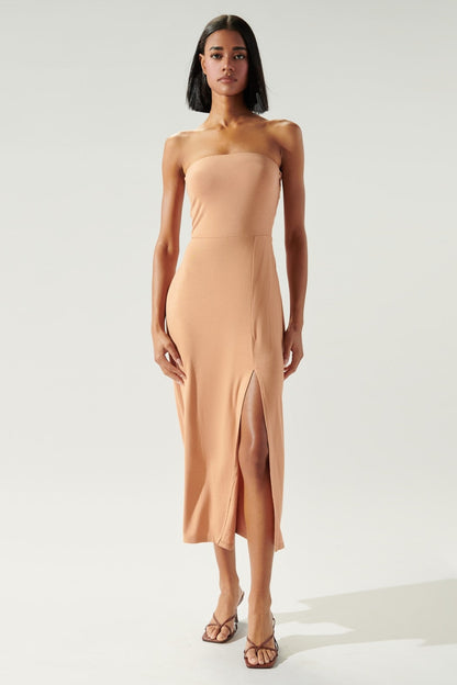Knit Strapless Midi Dress