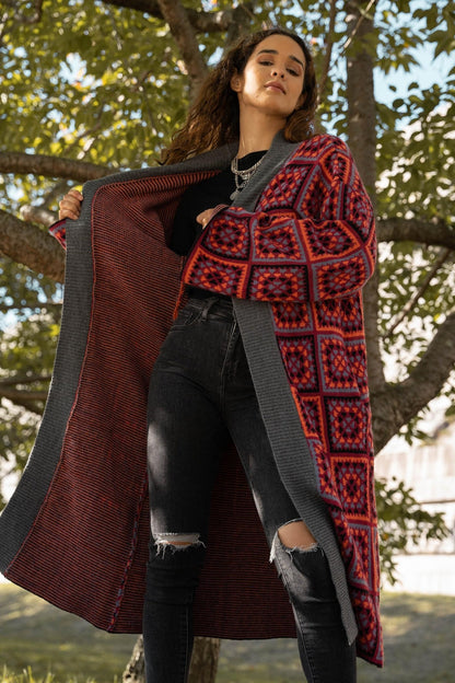 KNITTED SQAURE PATCH KIMONO