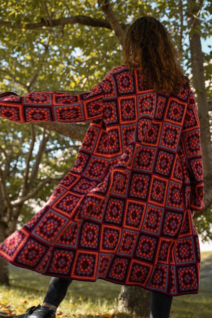 KNITTED SQAURE PATCH KIMONO