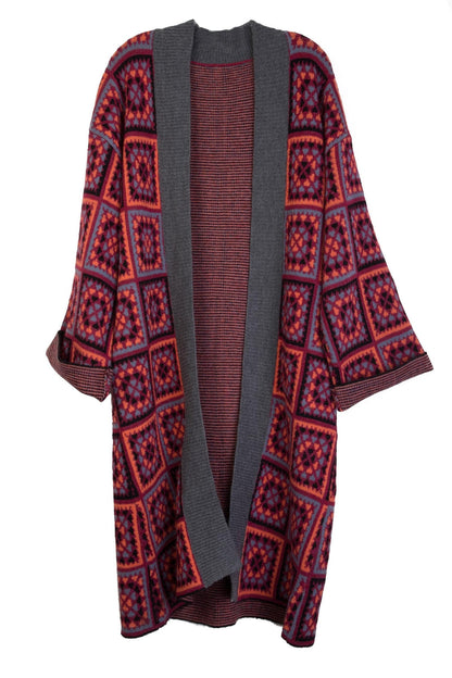 KNITTED SQAURE PATCH KIMONO