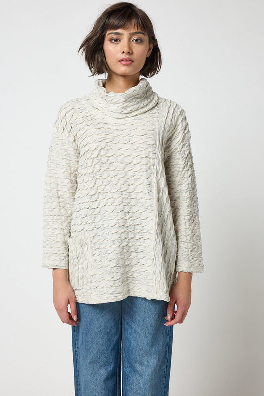 Marled Ivory Waffle Top