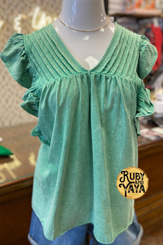 Kyra Plus Acid Wash Denim Top