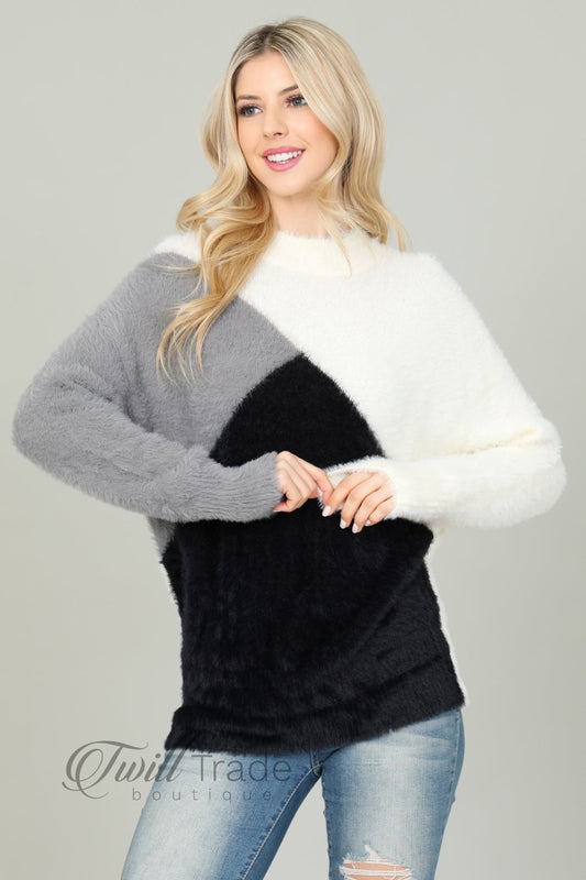 Colorblock Fur Sweater