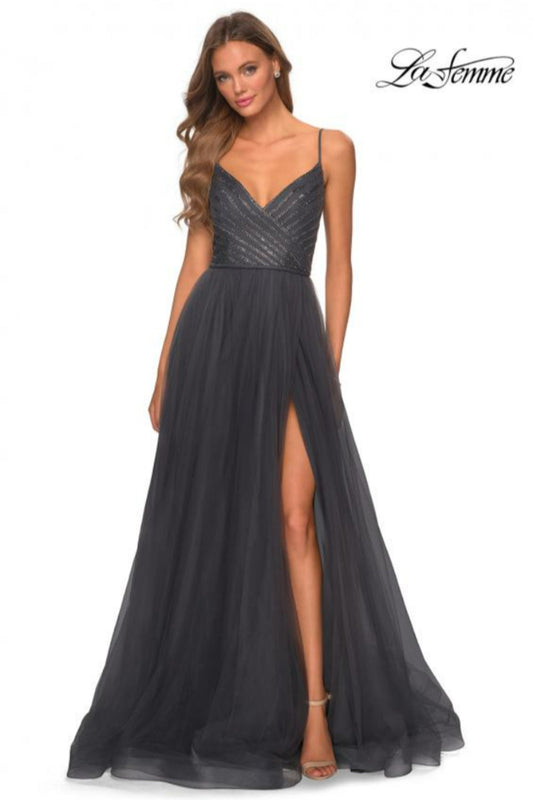 La Femme Prom Long V-Neck